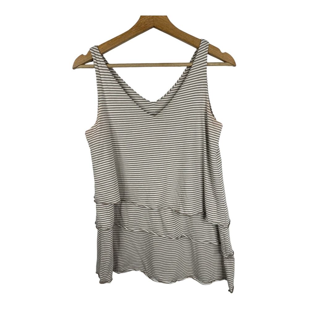 Garnet Hill Womens size XS Tiered Striped Sleeveless Tank Top Blouse